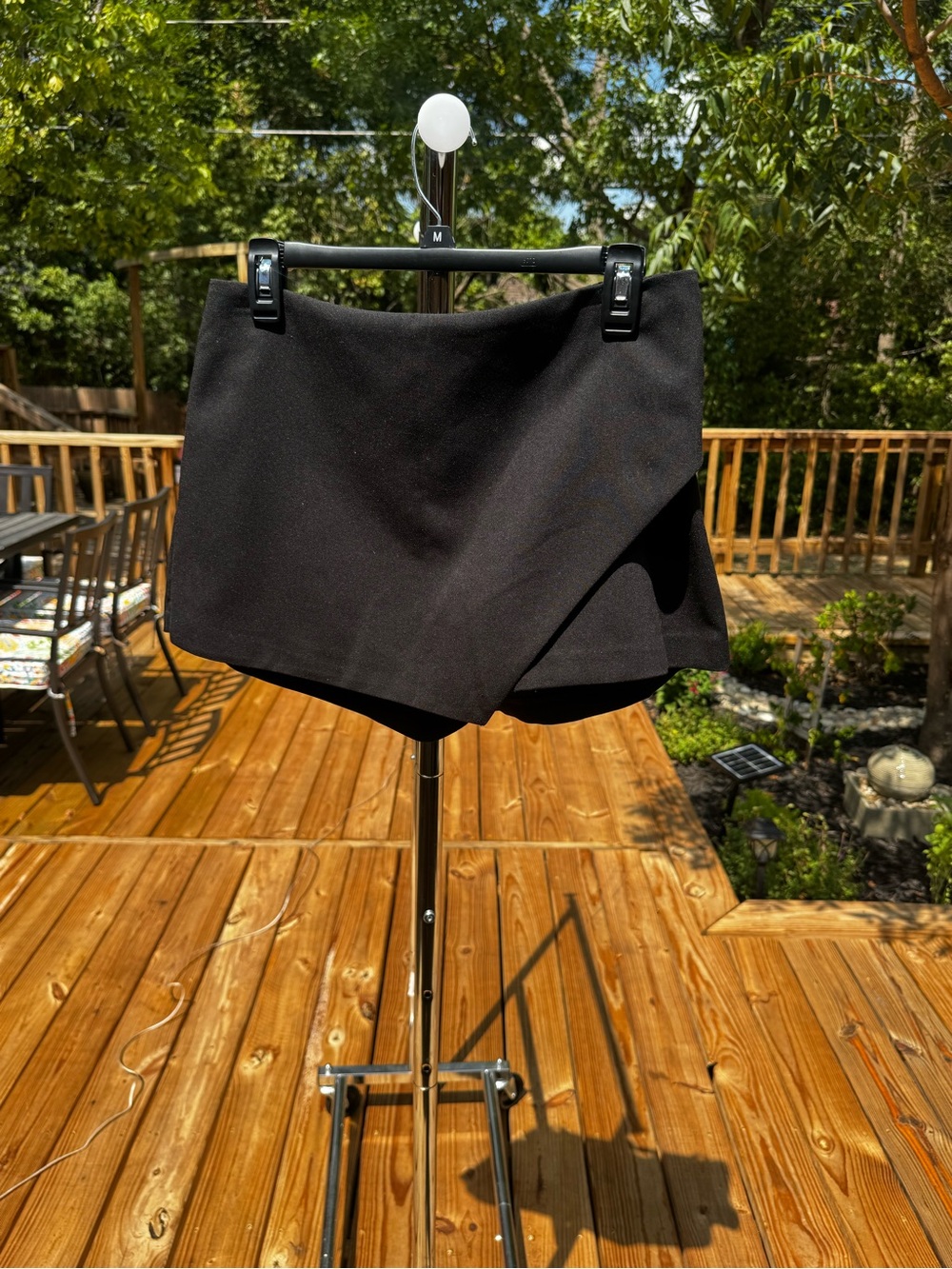 Divided Black Asymmetrical Mini Skort with Wrap Front